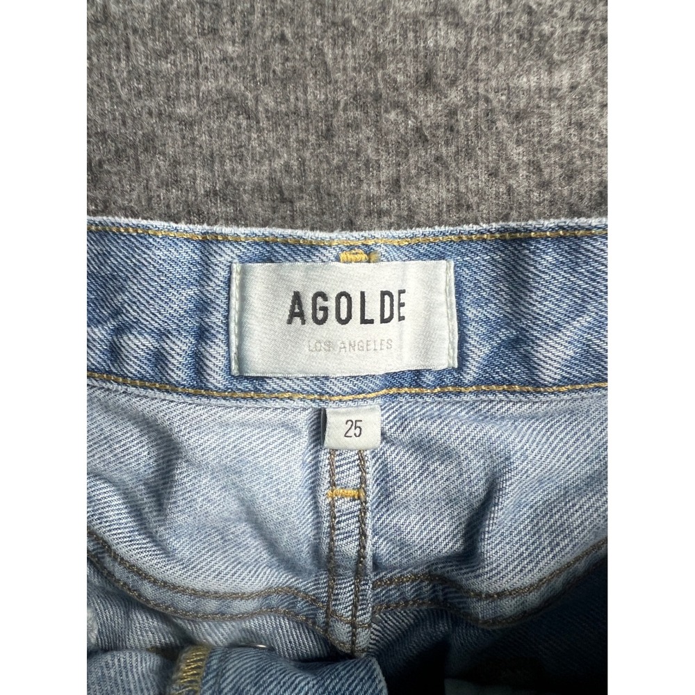 AGOLDE Parker Vintage Cut Off Shorts Light Wash Distressed Denim Size 25 - Picture 5 of 12